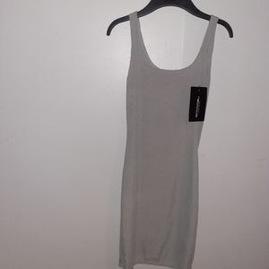 Grey ribbed scoop neck bodycon dress